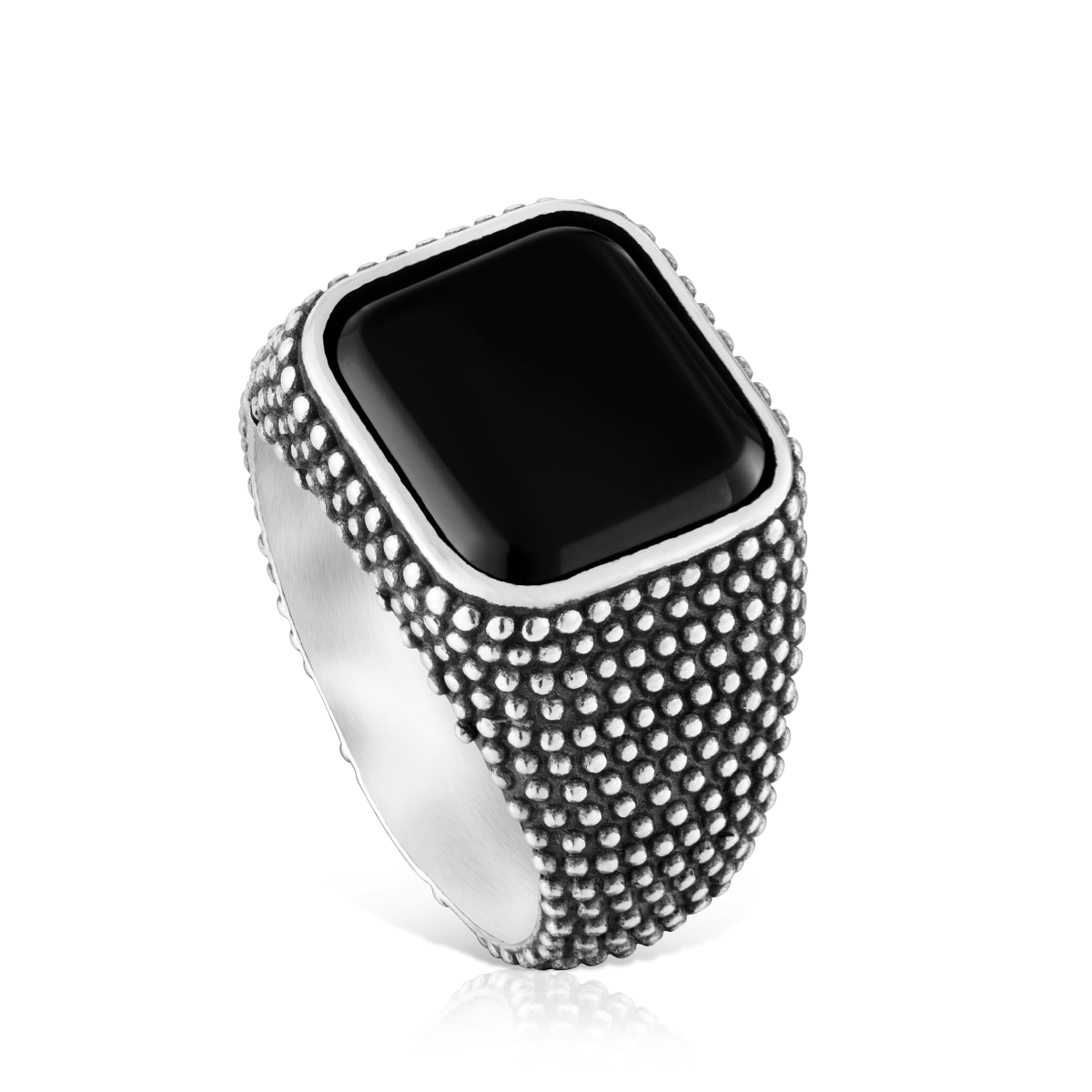 Tous - Anillo Sello De Plata Envejecida Y Ónix Tous Man Talla 20