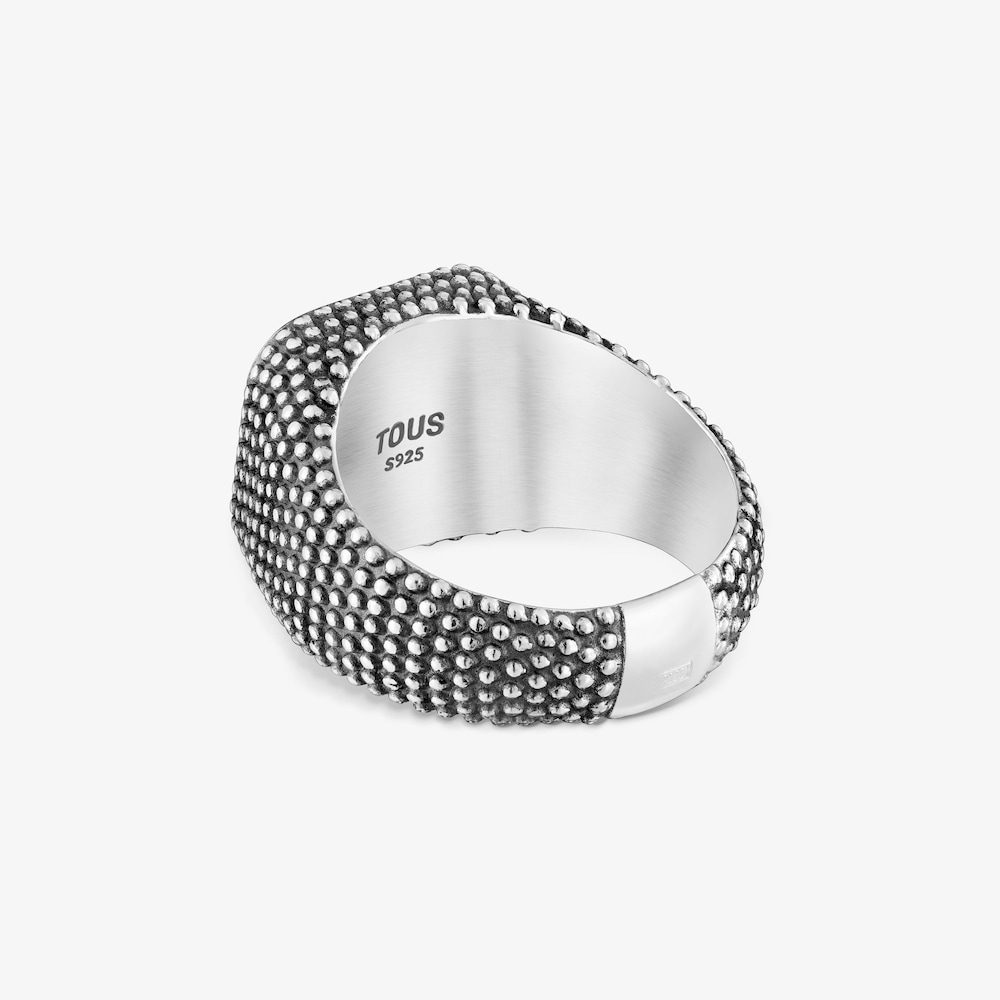 Aged silver and onyx Signet ring TOUS Man