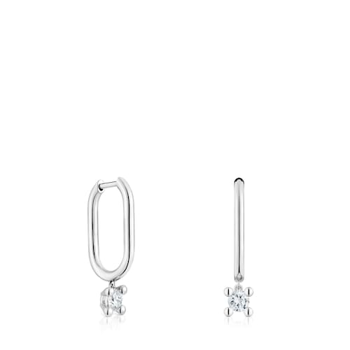 Platinum Hoop earrings with 0,36ct lab-grown diamonds TOUS Shine LGD