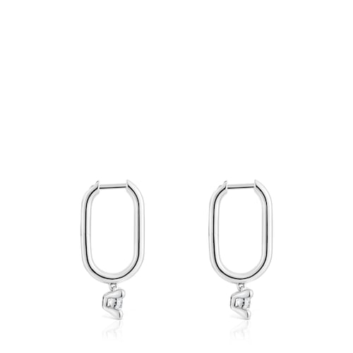 Platinum Hoop earrings with 0,36ct lab-grown diamonds TOUS Shine LGD