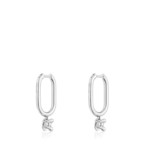 Platinum Hoop earrings with 0,36ct lab-grown diamonds TOUS Shine LGD