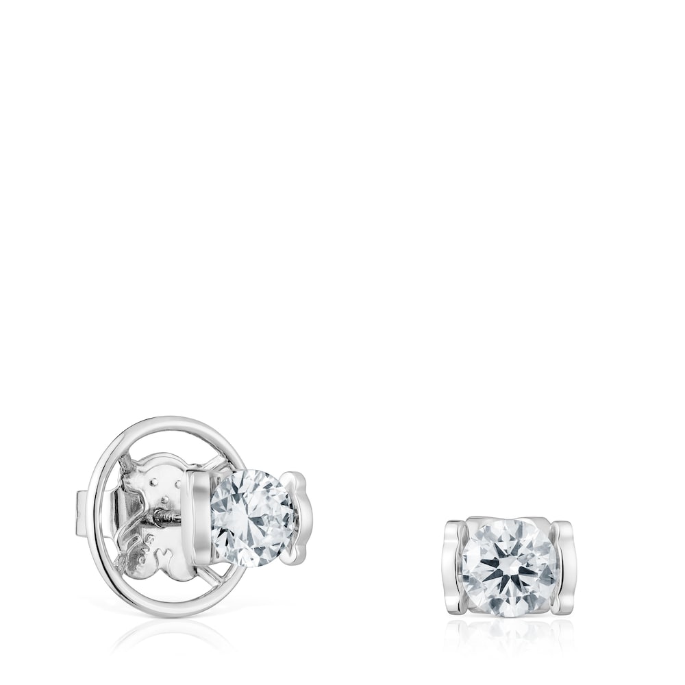 Pendientes cortos de platino con diamantes creados en laboratorio 1,00 ct Sweet Diamonds LGD image number 0