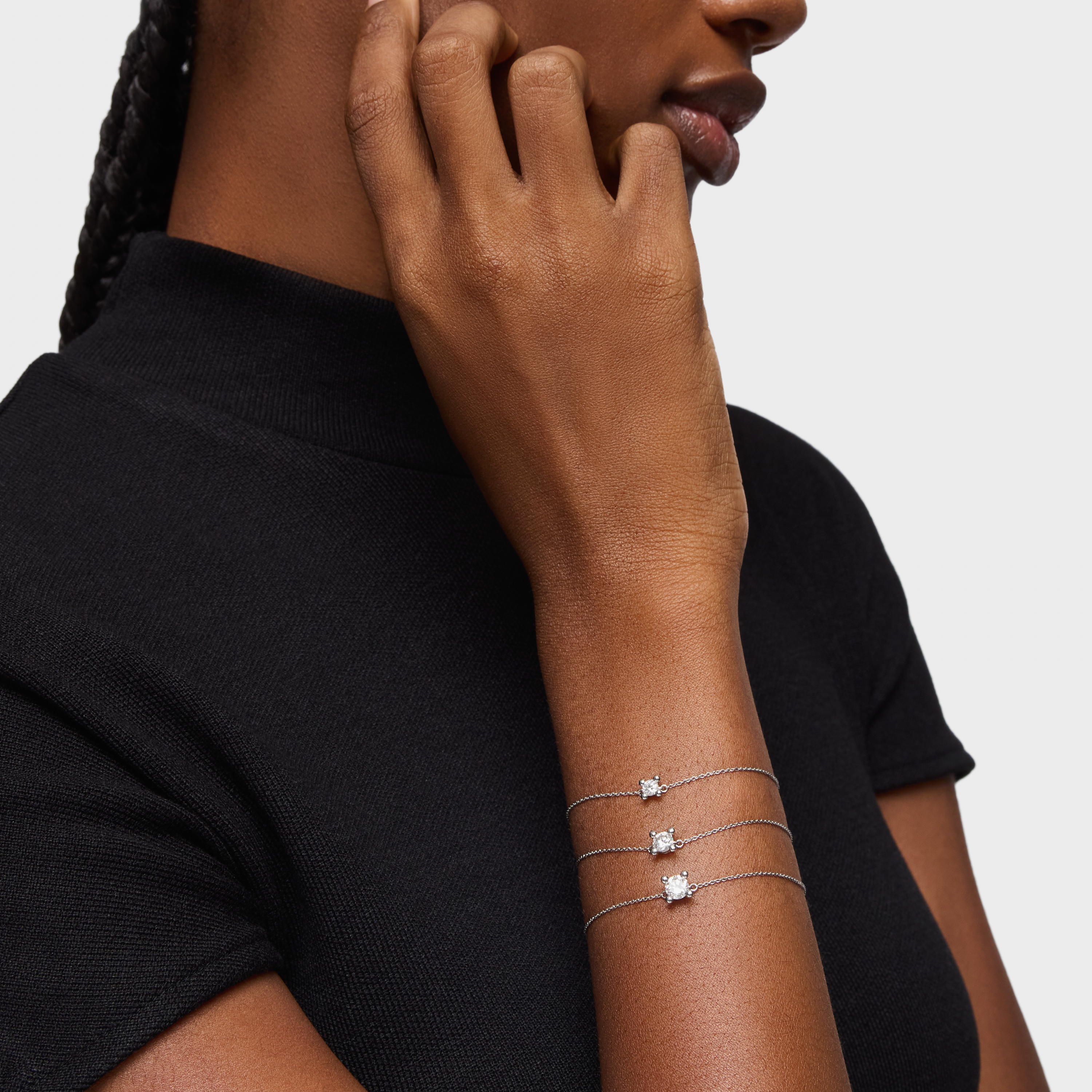 Pulsera cadena de platino con diamante creado en laboratorio Shine LGD