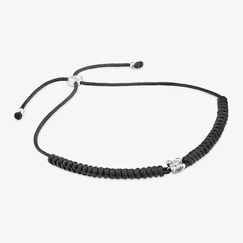 Pulsera de platino con diamante creado en laboratorio y nylon negro Shine LGD