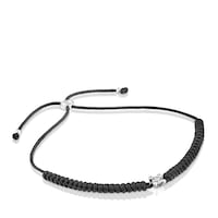 Platinum Bracelet with lab-grown diamond and black nylon TOUS Shine LGD