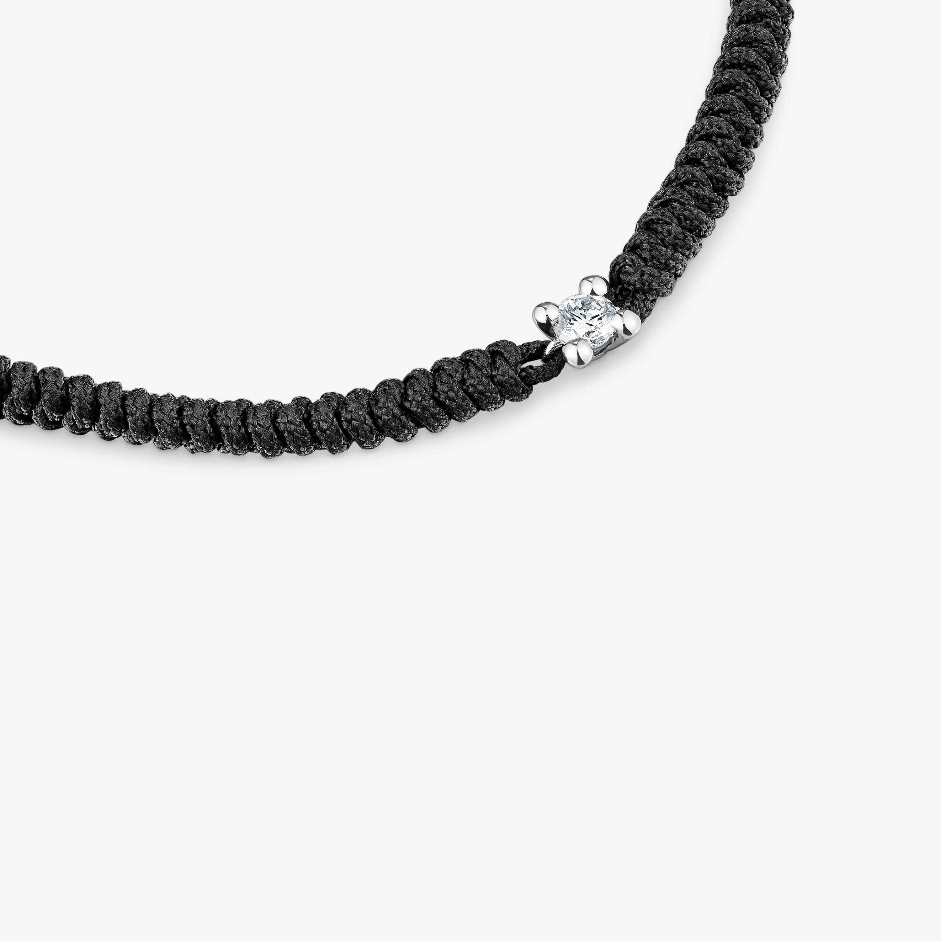 Platinum Bracelet with lab-grown diamond and black nylon TOUS Shine LGD