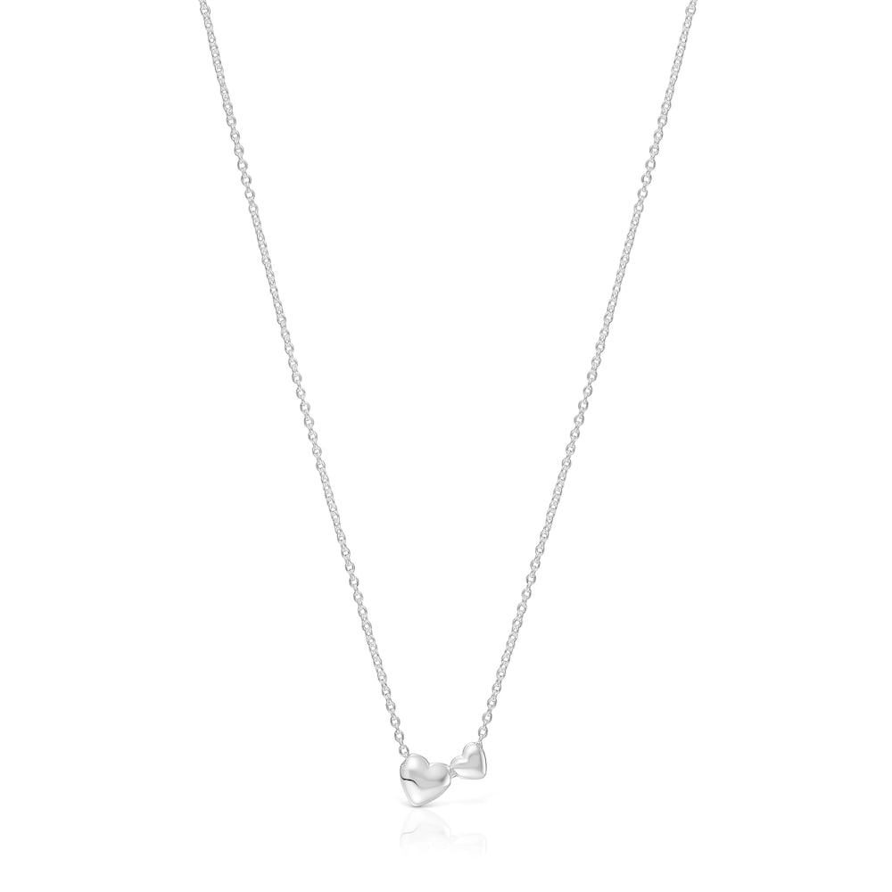 Short silver Necklace with heart motifs Garden of Love