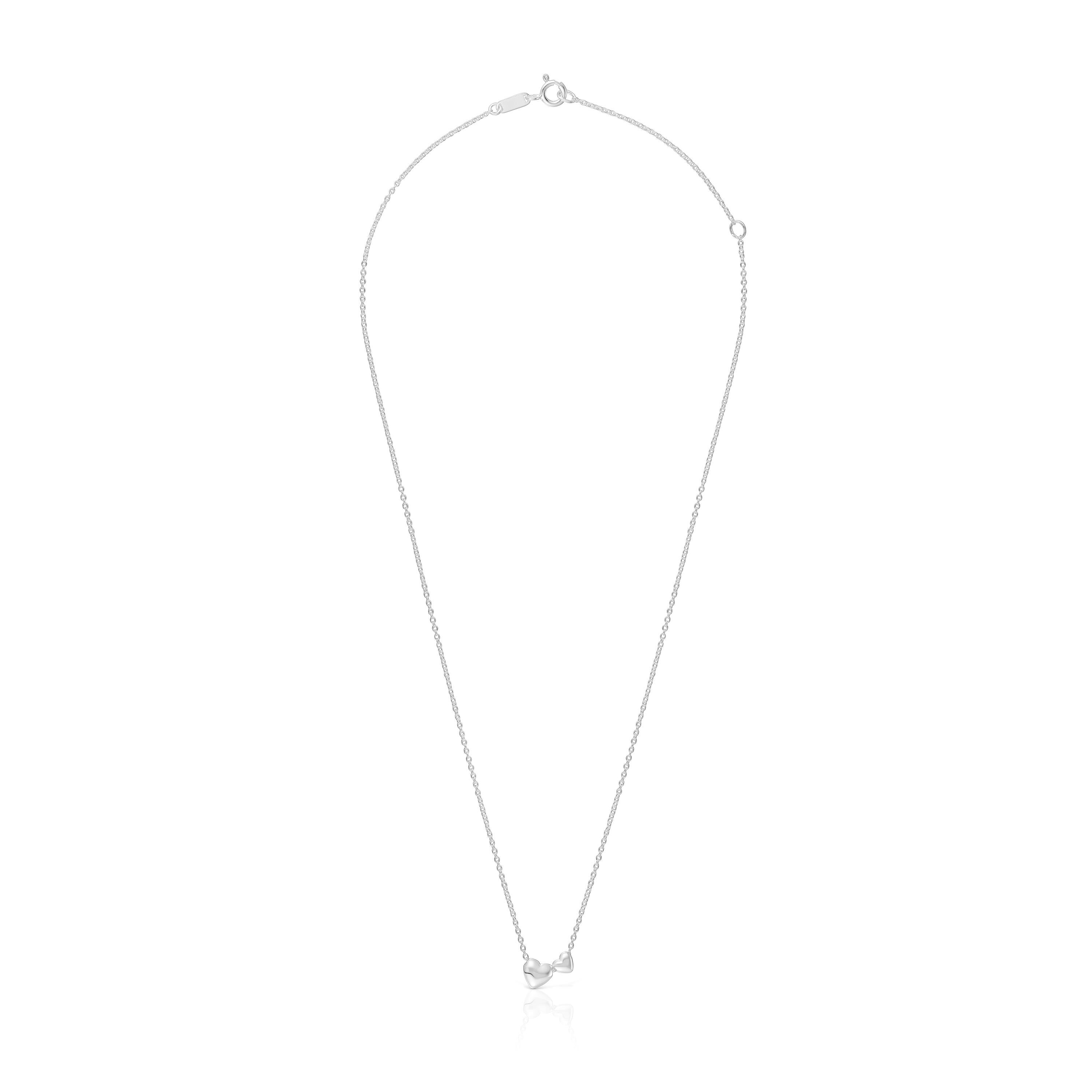 Short silver Necklace with heart motifs Garden of Love