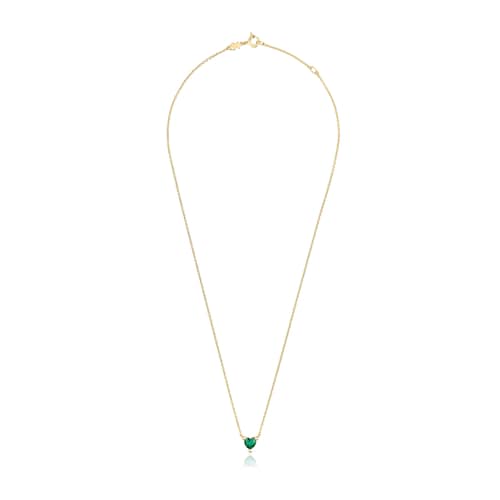 Collar corto con baño de oro 18 kt sobre plata y esmeralda creada en laboratorio Garden Of Love LGG