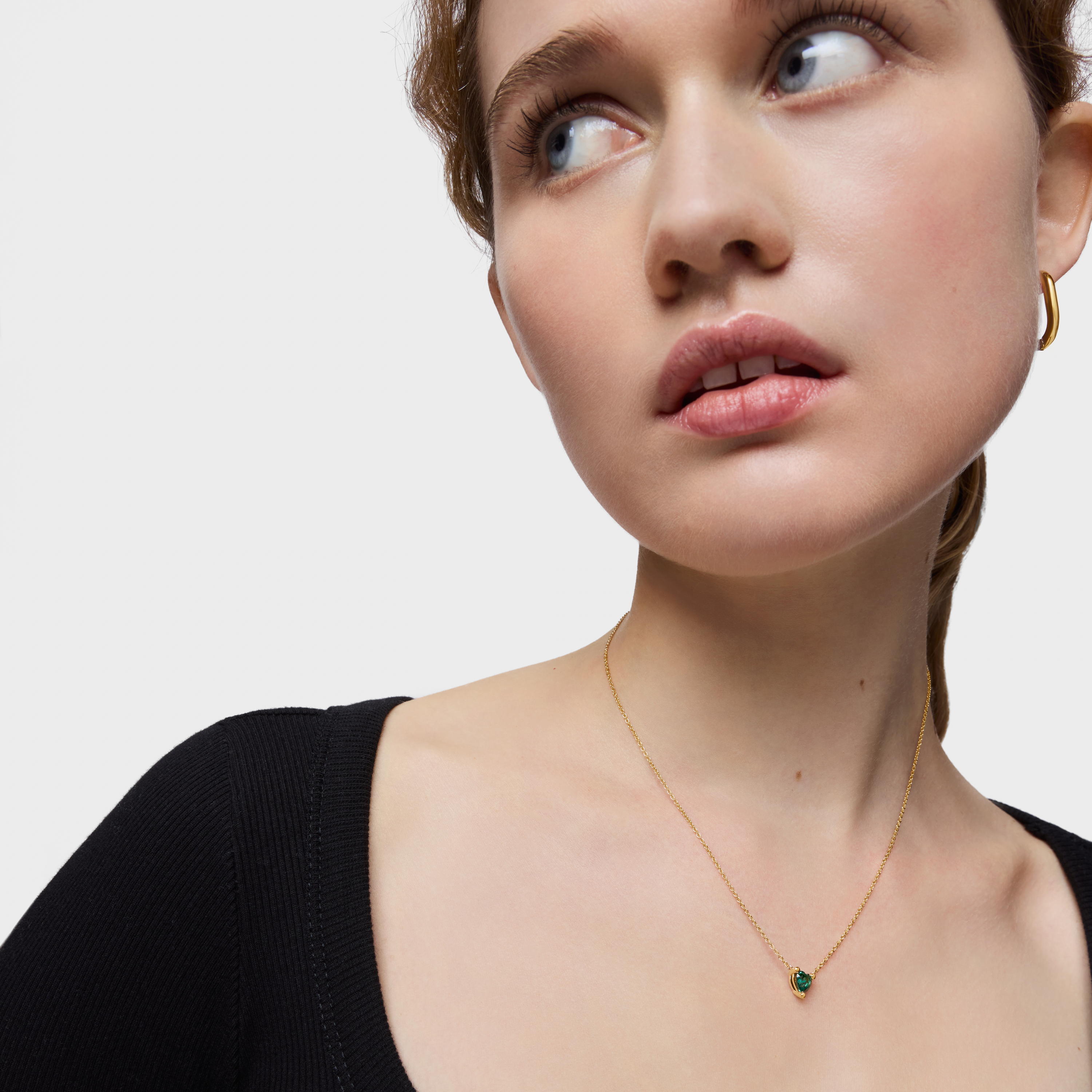 Short 18K gold vermeil Necklace with lab-grown emerald Garden of Love LGG