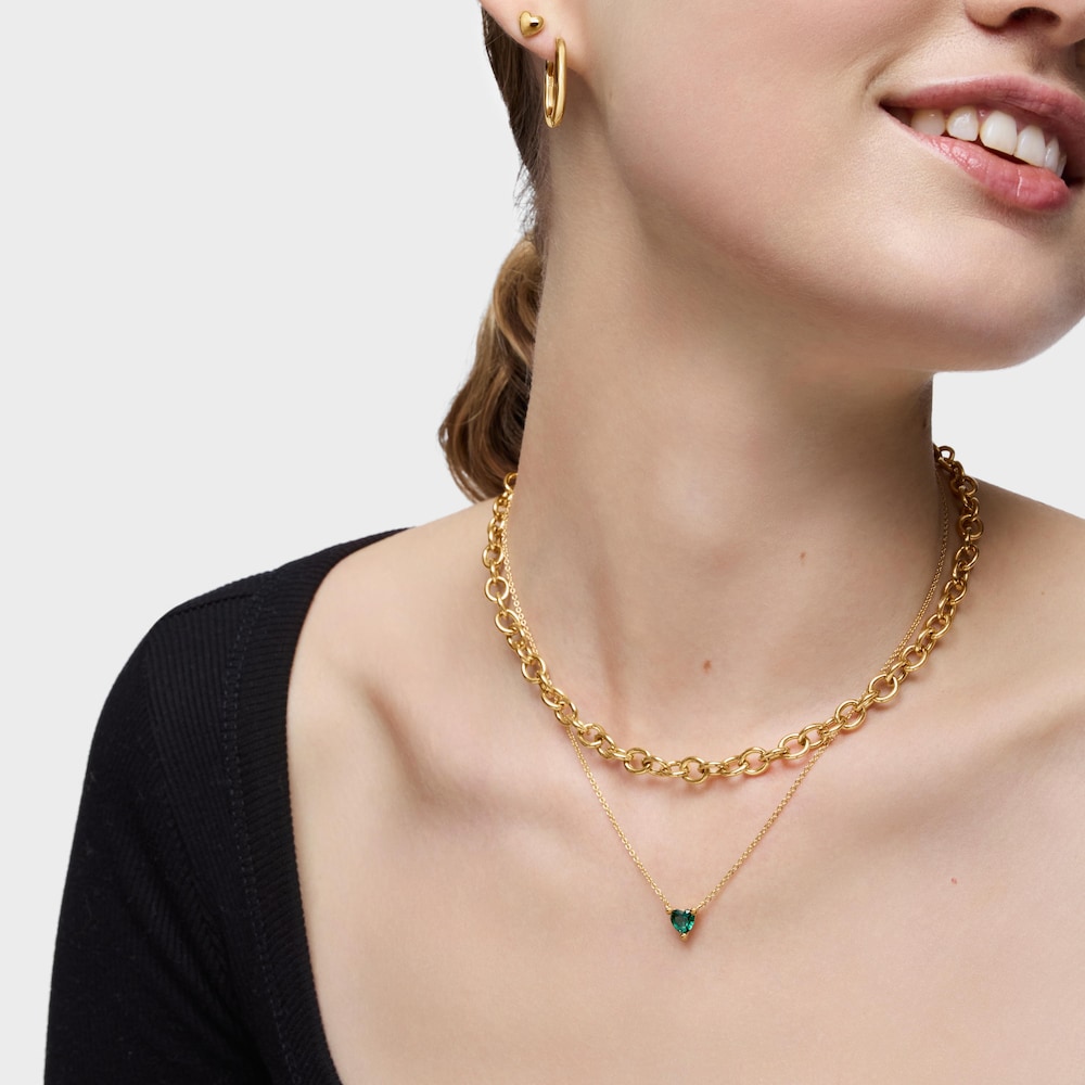 Collar corto con baño de oro 18 kt sobre plata y esmeralda creada en laboratorio Garden Of Love LGG image number 4