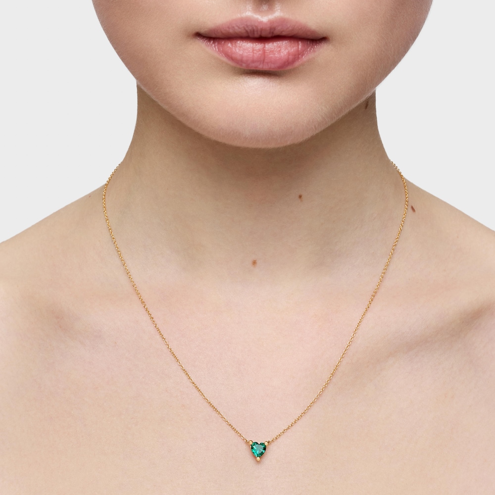 Short 18K gold vermeil Necklace with lab-grown emerald Garden of Love LGG