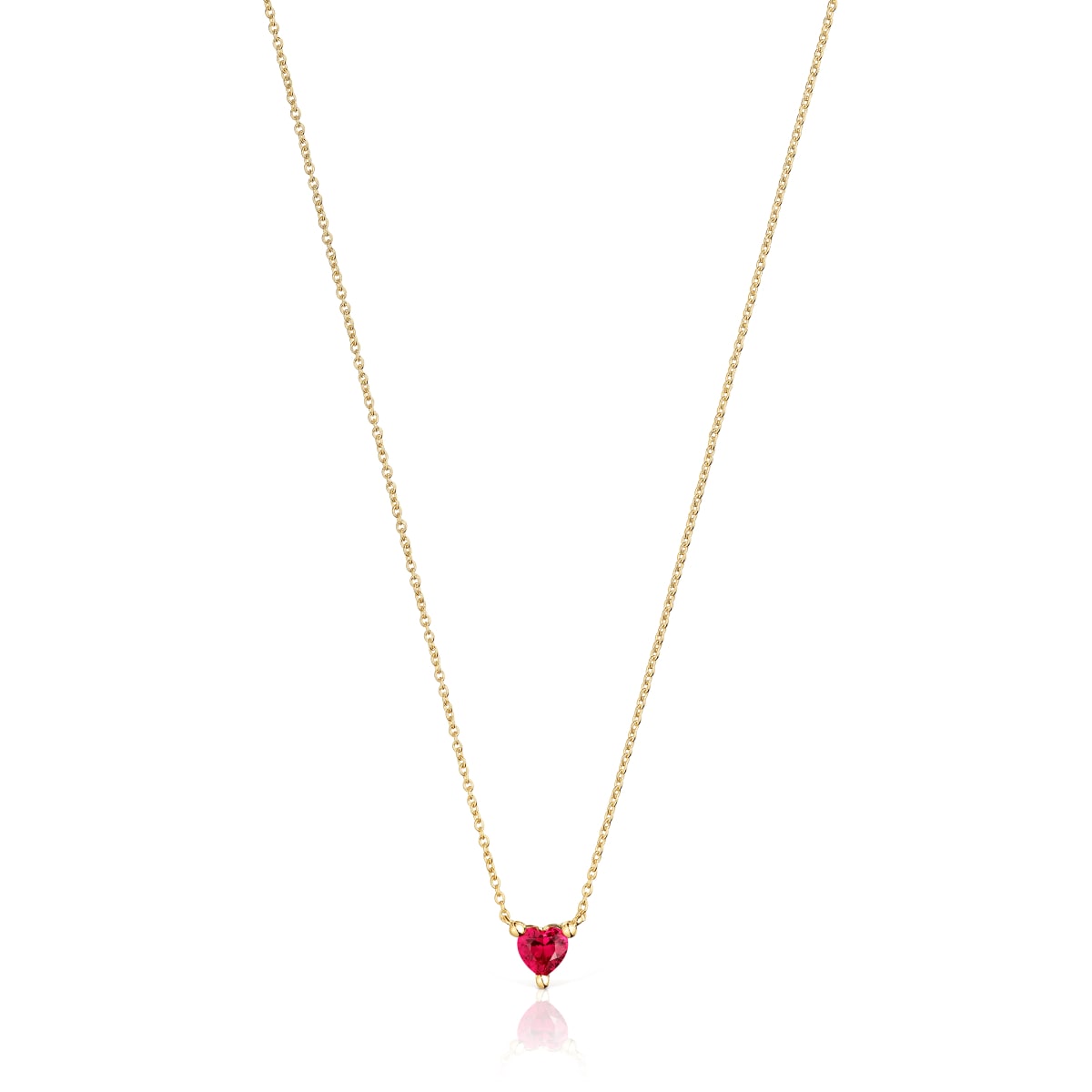 Short 18kt gold plating over silver Necklace with lab-grown ruby Garden of Love LGG