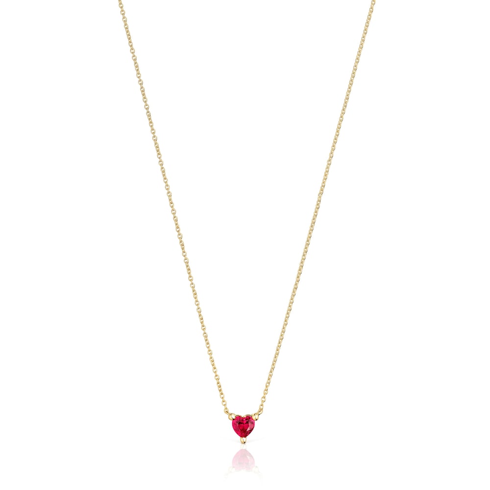 Short 18kt gold plating over silver Necklace with lab-grown ruby Garden of Love LGG