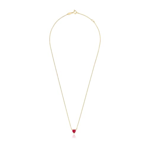 Short 18kt gold plating over silver Necklace with lab-grown ruby Garden of Love LGG