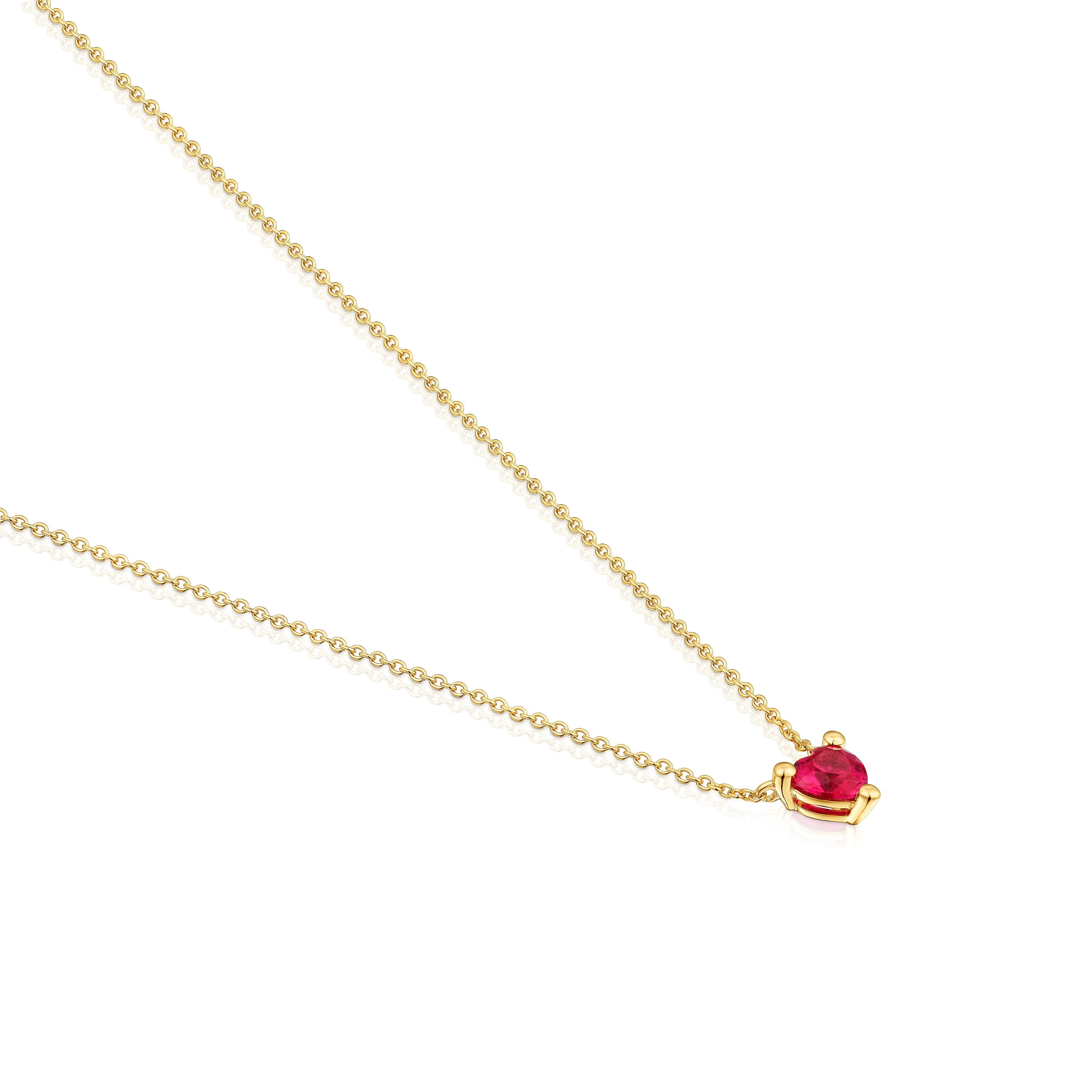 Short 18kt gold plating over silver Necklace with lab-grown ruby Garden of Love LGG