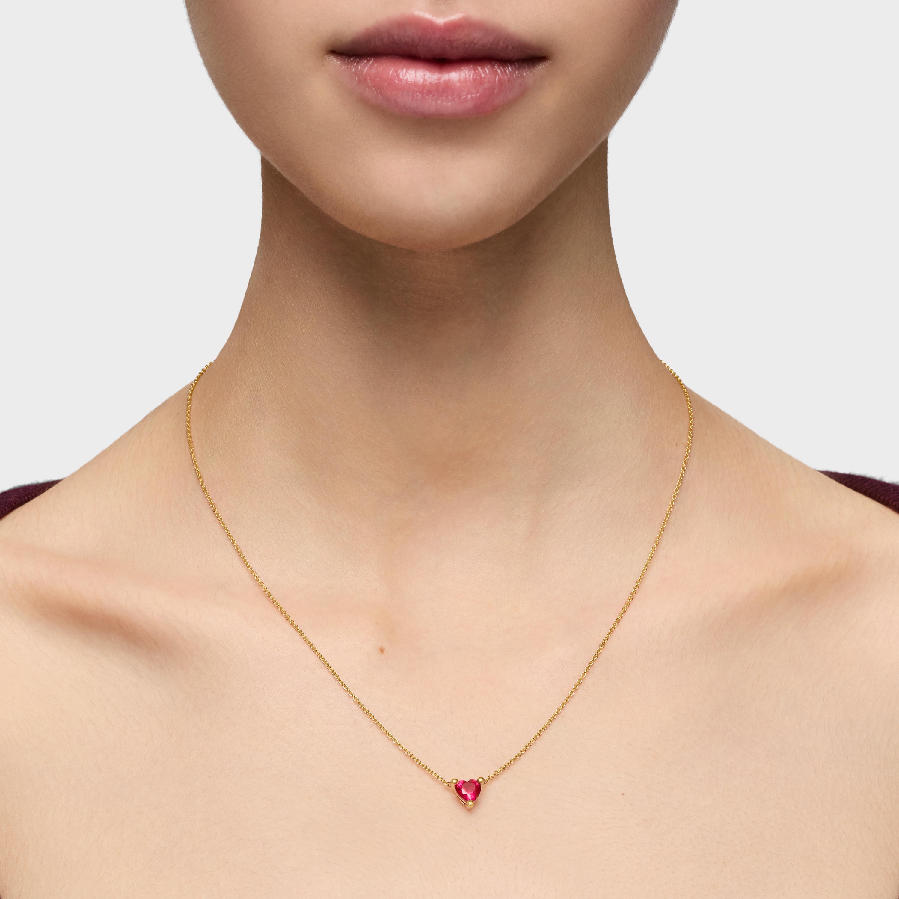 Short 18kt gold plating over silver Necklace with lab-grown ruby Garden of Love LGG