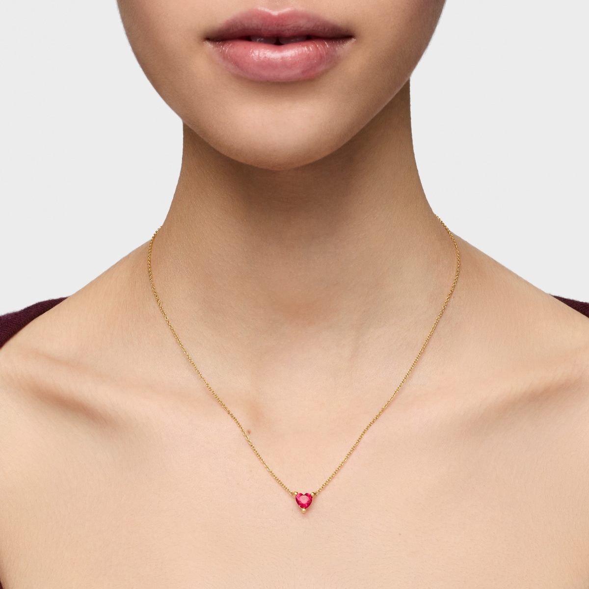 Short 18kt gold plating over silver Necklace with lab-grown ruby Garden of Love LGG