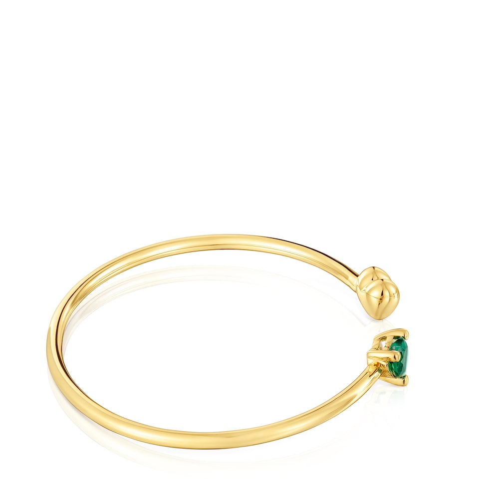 Pulsera esclava con baño de oro 18 kt sobre plata y esmeralda creada en laboratorio Garden Of Love LGG Pulsera esclava con baño de oro 18 kt sobre plata y esmeralda creada en laboratorio Garden Of Love LGG