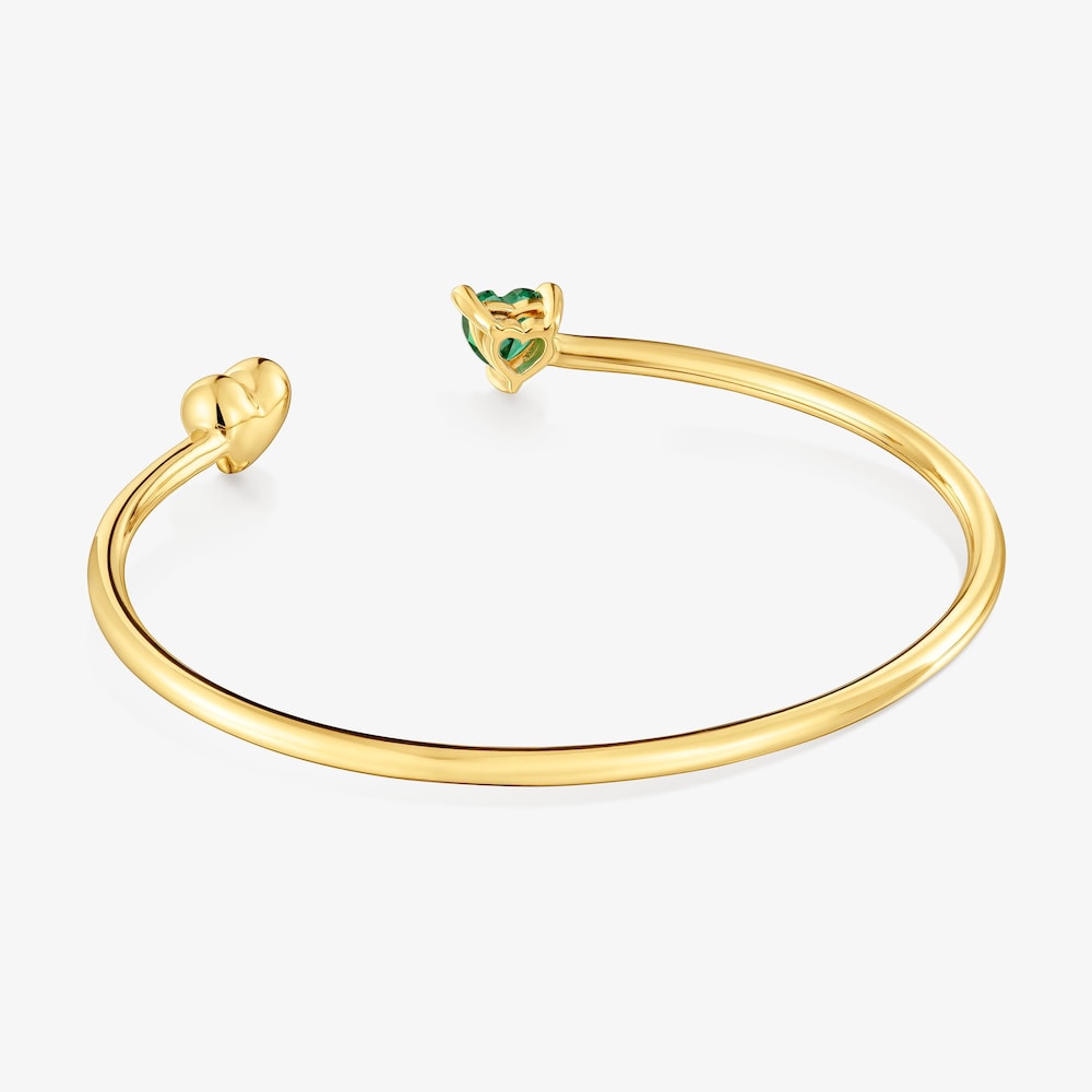 Pulsera esclava con ba&ntilde;o de oro 18 kt sobre plata y esmeralda creada en laboratorio Garden Of Love LGG