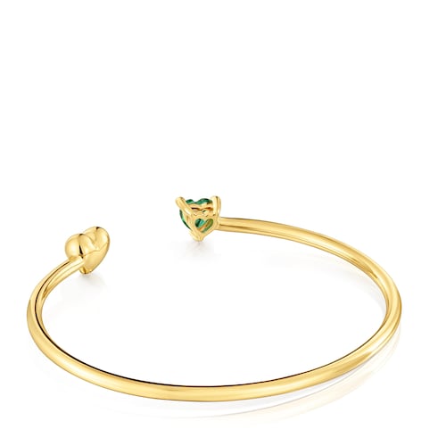 Pulsera esclava con baño de oro 18 kt sobre plata y esmeralda creada en laboratorio Garden Of Love LGG