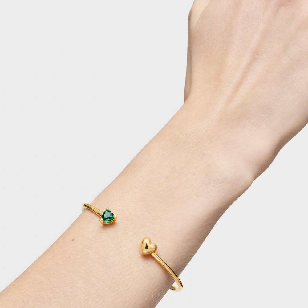 Pulsera esclava con baño de oro 18 kt sobre plata y esmeralda creada en laboratorio Garden Of Love LGG Pulsera esclava con baño de oro 18 kt sobre plata y esmeralda creada en laboratorio Garden Of Love LGG