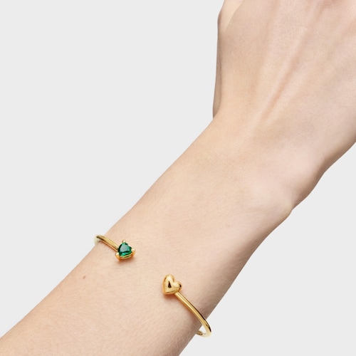 Pulsera esclava con baño de oro 18 kt sobre plata y esmeralda creada en laboratorio Garden Of Love LGG