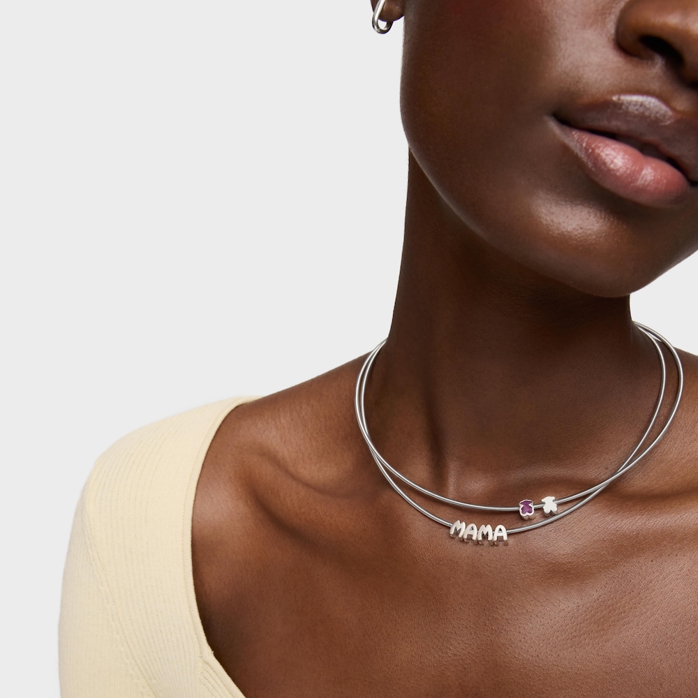 Pack collar de acero, plata y charms TOUS Mama
