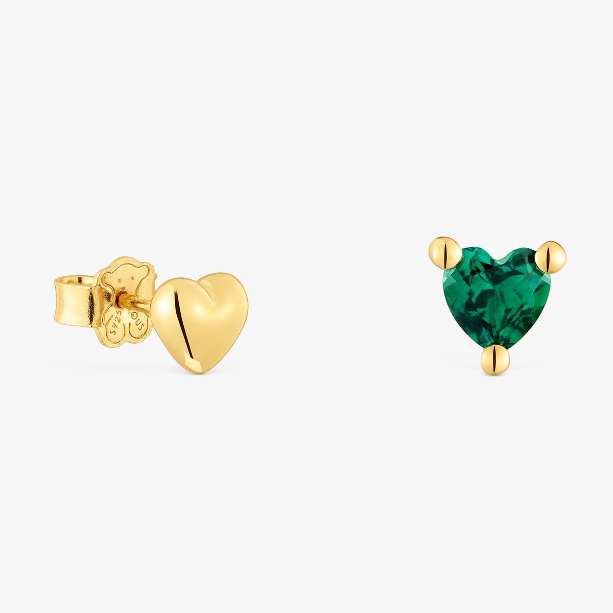 Tous - Pendientes Con Baño De Oro 18 Kt Sobre Plata Y Esmeralda Creada En Laboratorio Garden Of Love Lgg - Verde