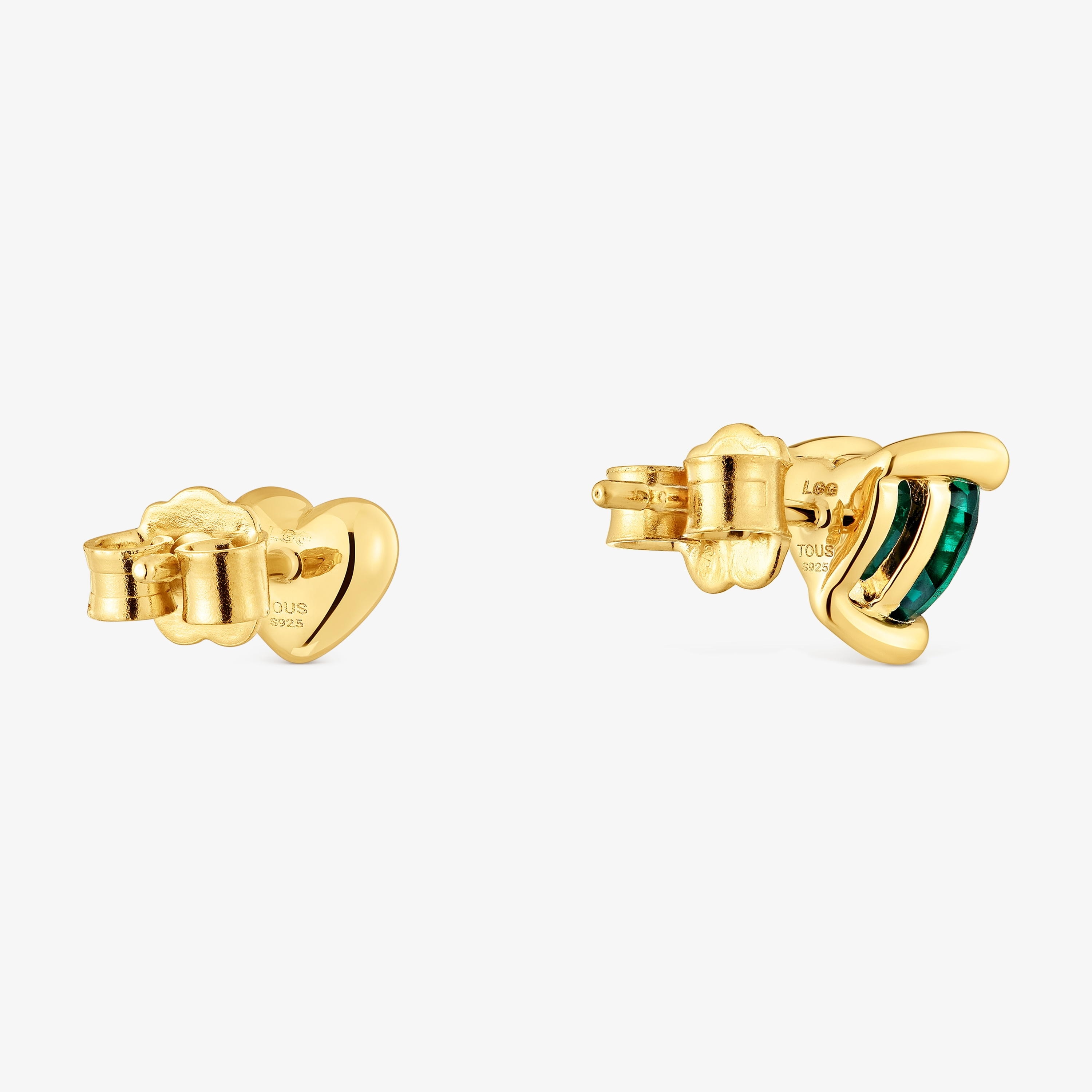 18K gold vermeil Earrings with lab-grown emerald Garden of Love LGG
