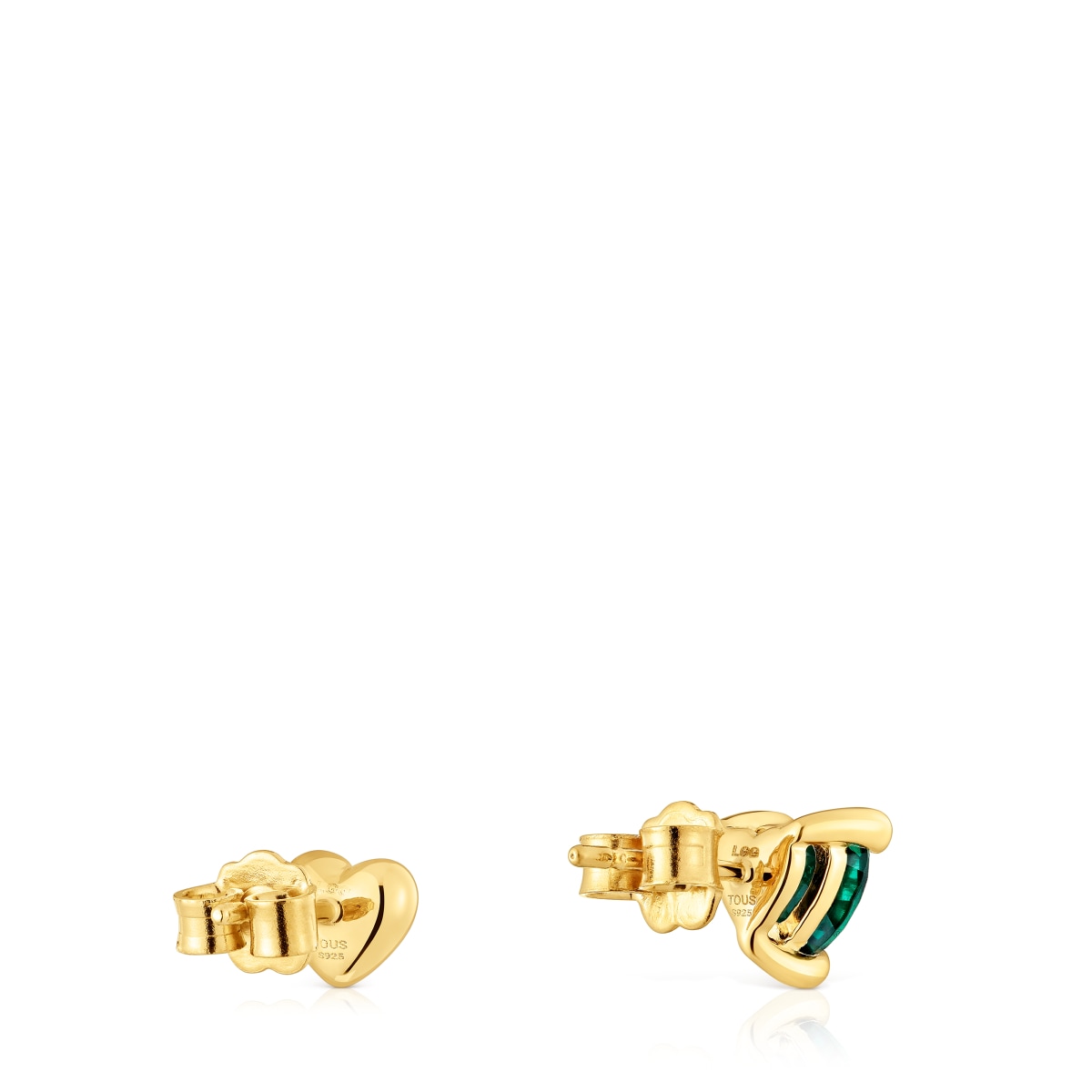 18kt gold plating over silver Earrings with lab-grown emerald Garden of Love LGG
