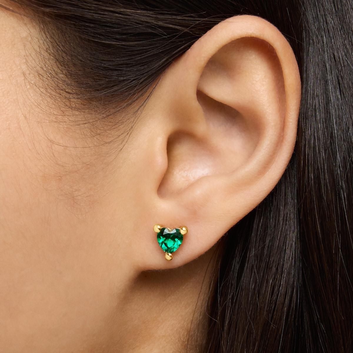 18kt gold plating over silver Earrings with lab-grown emerald Garden of Love LGG