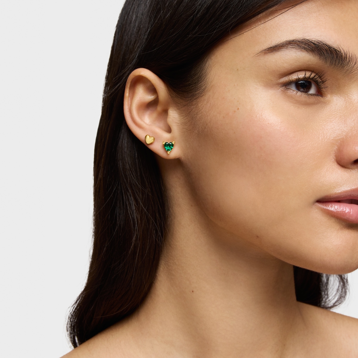 18kt gold plating over silver Earrings with lab-grown emerald Garden of Love LGG