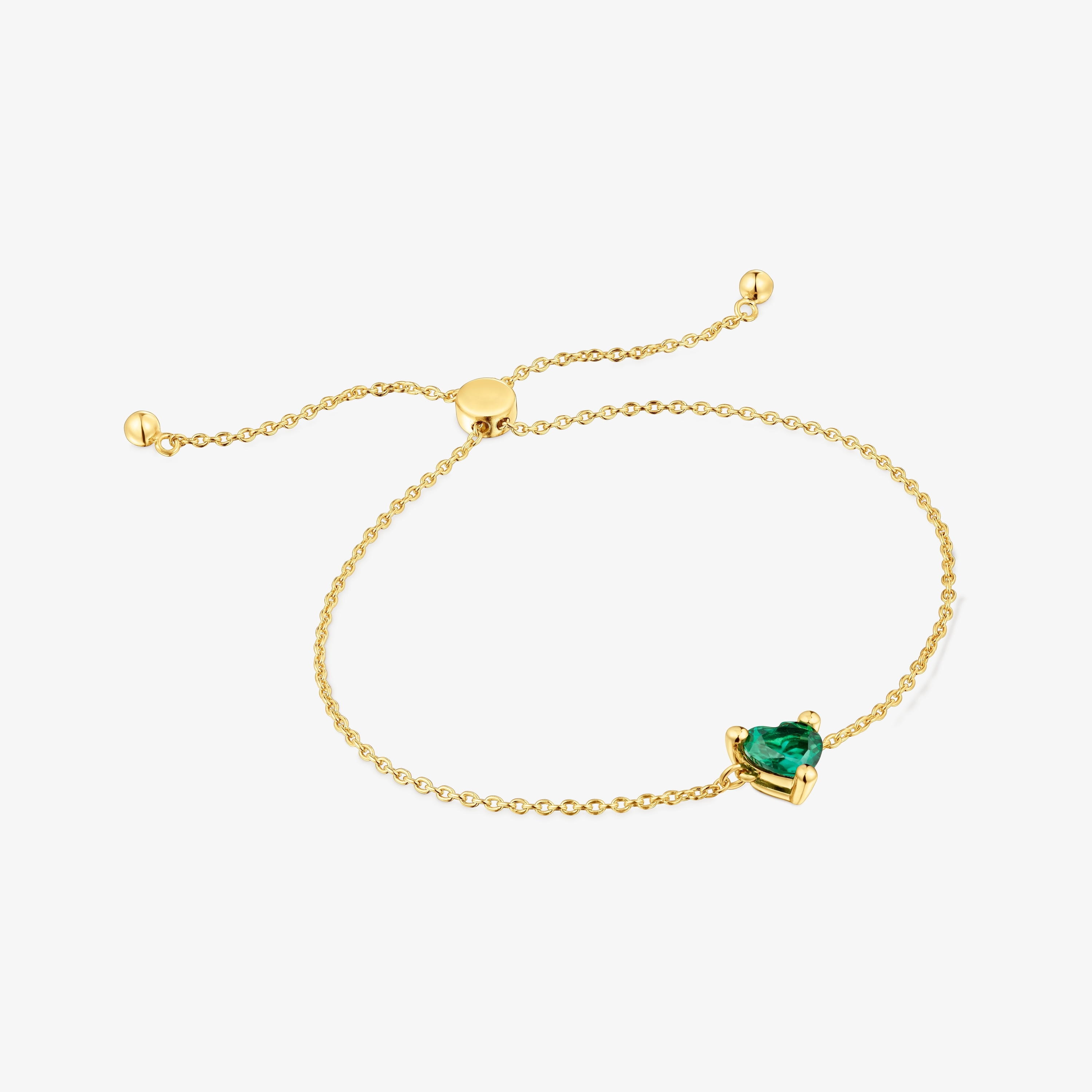 18K gold vermeil chain Bracelet with lab-grown emerald Garden of Love LGG