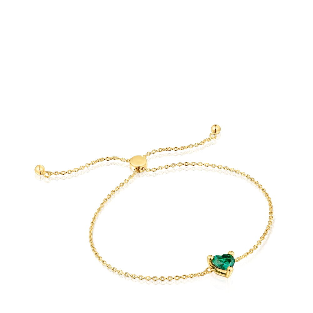 18kt gold plating over silver chain Bracelet with lab-grown emerald Garden of Love LGG