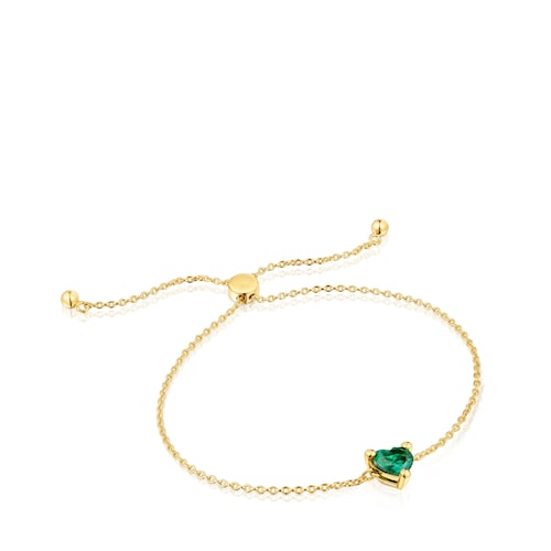 18kt gold plating over silver chain Bracelet with lab-grown emerald Garden of Love LGG