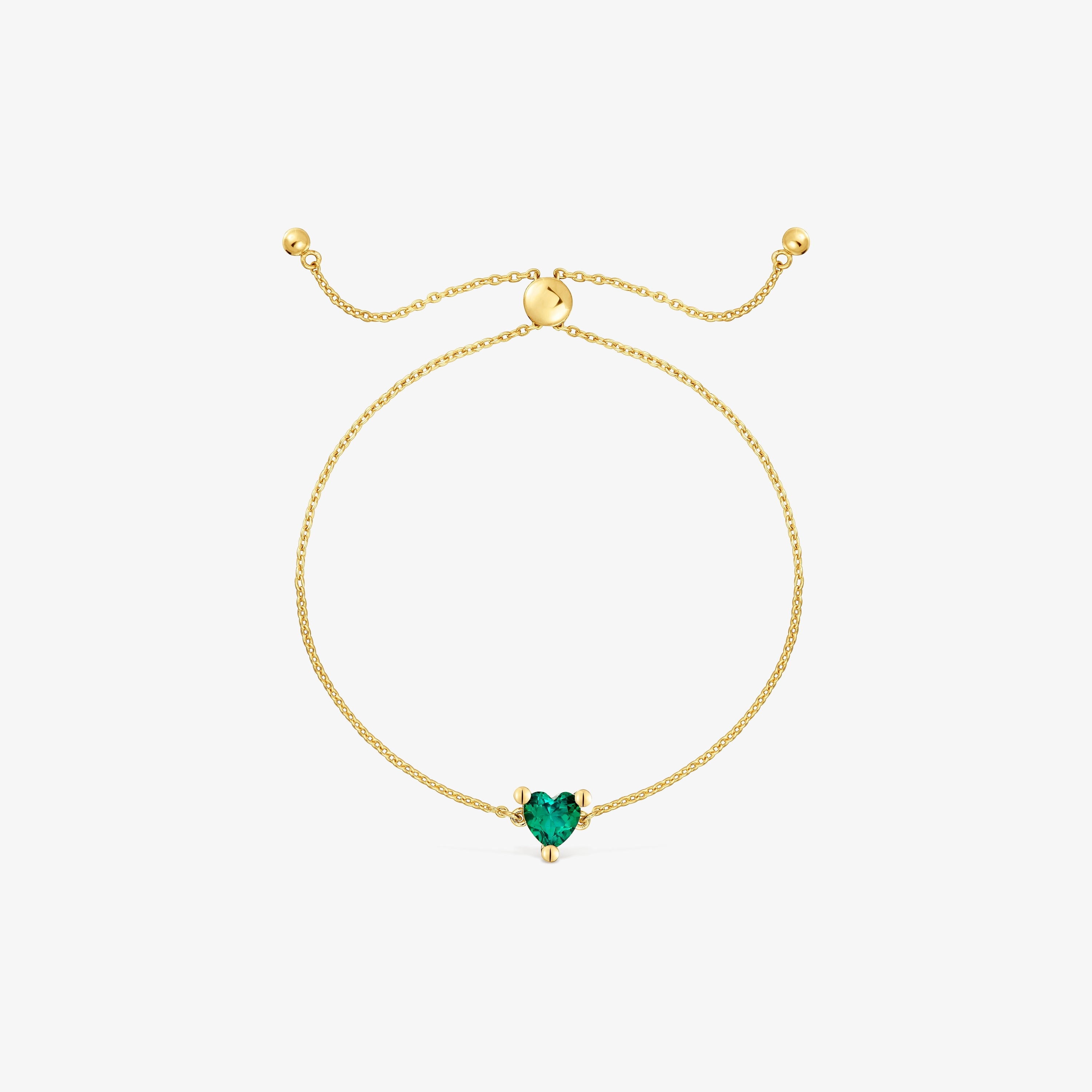 18K gold vermeil chain Bracelet with lab-grown emerald Garden of Love LGG