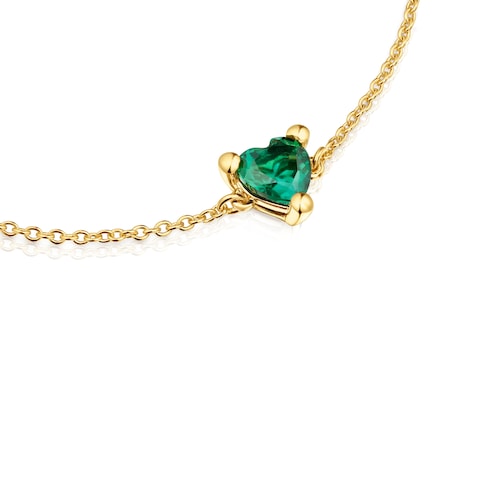 18kt gold plating over silver chain Bracelet with lab-grown emerald Garden of Love LGG