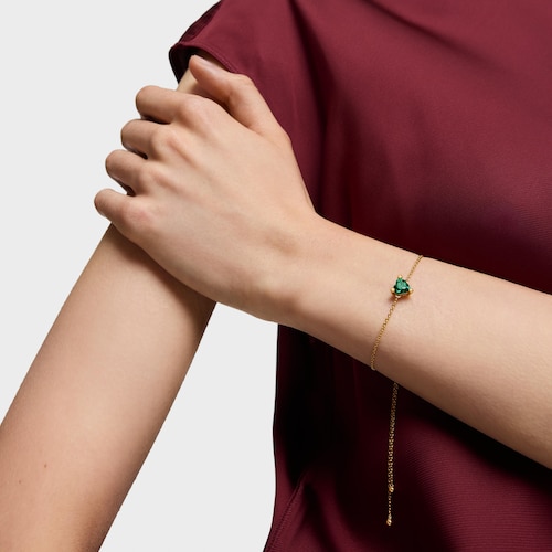 18kt gold plating over silver chain Bracelet with lab-grown emerald Garden of Love LGG