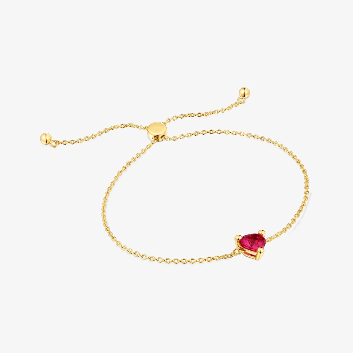 Tous - Pulsera Cadena Con Baño De Oro 18 Kt Sobre Plata Y Rubí Creado En Laboratorio Garden Of Love Lgg - Rojo