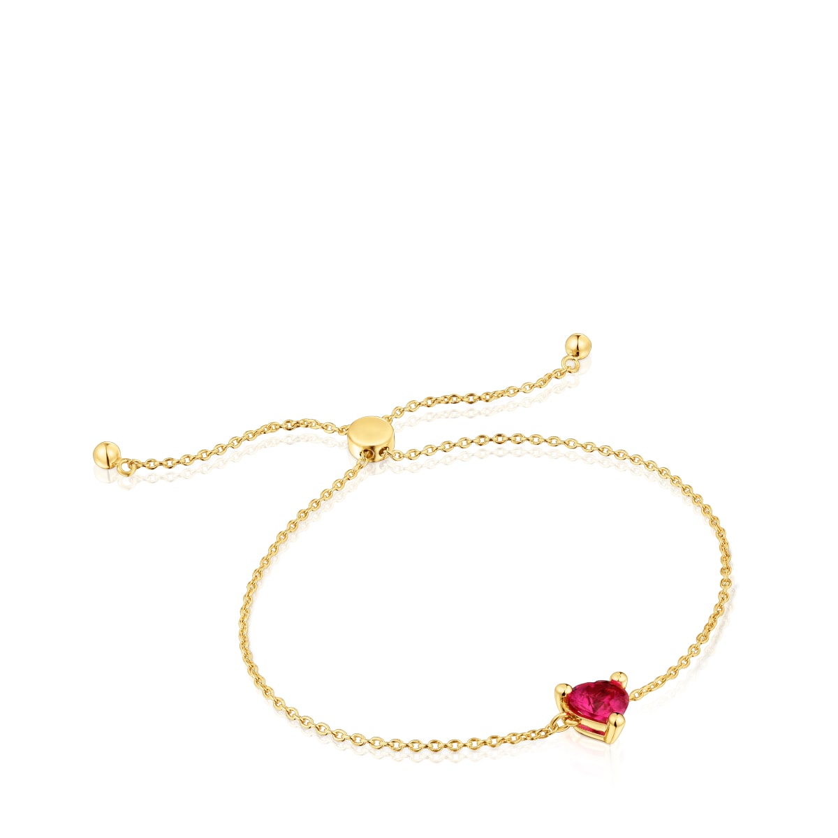 18kt gold plating over silver chain Bracelet with lab-grown ruby Garden of Love LGG