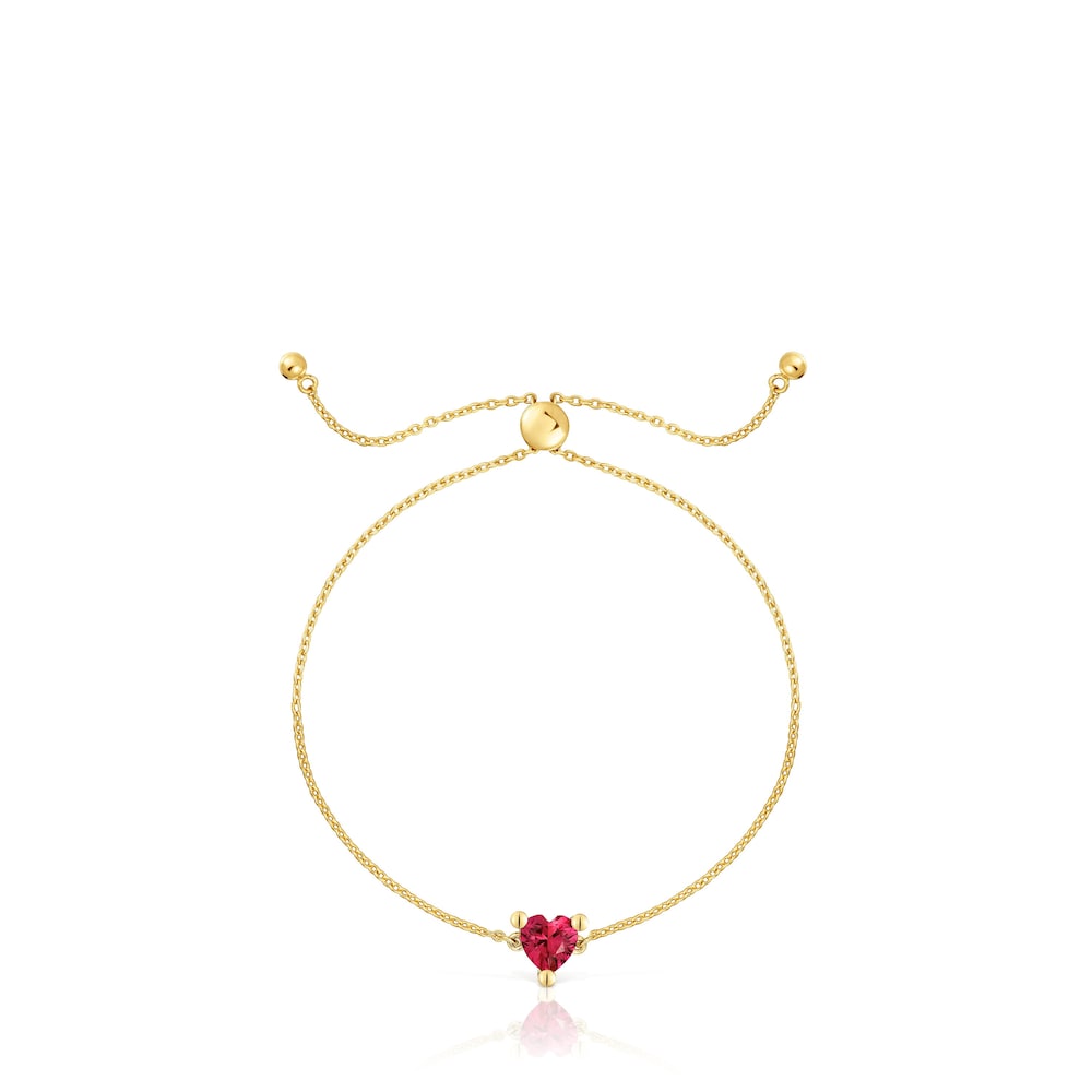 Pulsera cadena con baño de oro 18 kt sobre plata y rubí creado en laboratorio Garden Of Love LGG image number 1