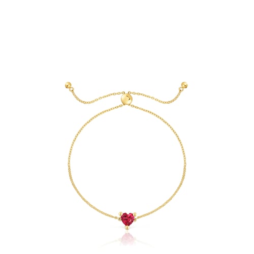 18kt gold plating over silver chain Bracelet with lab-grown ruby Garden of Love LGG