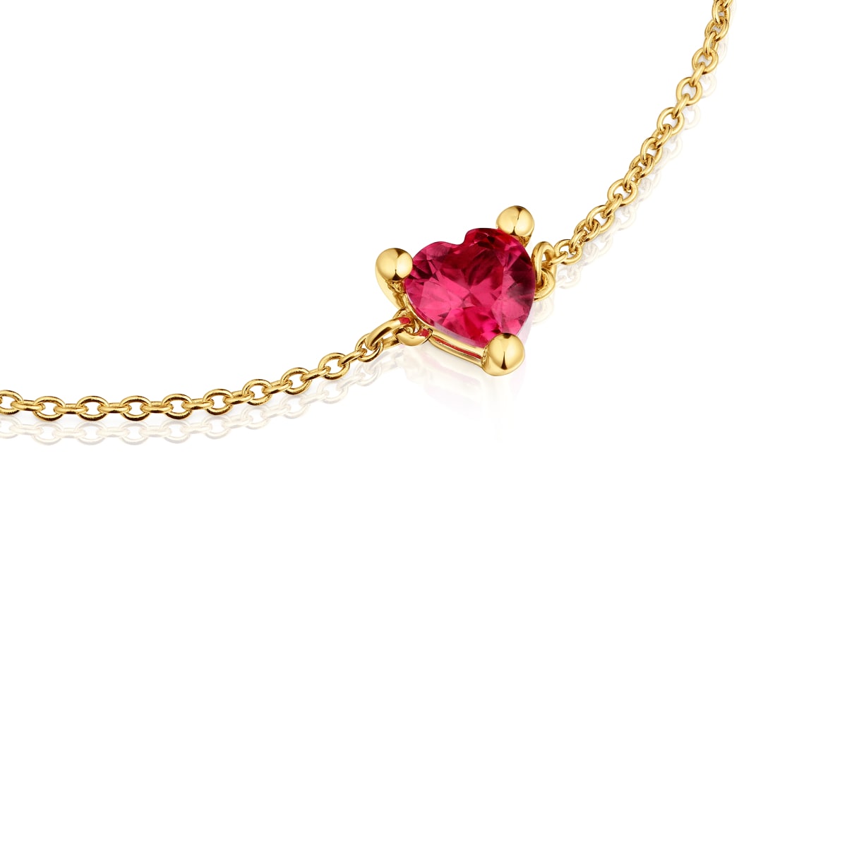 18kt gold plating over silver chain Bracelet with lab-grown ruby Garden of Love LGG