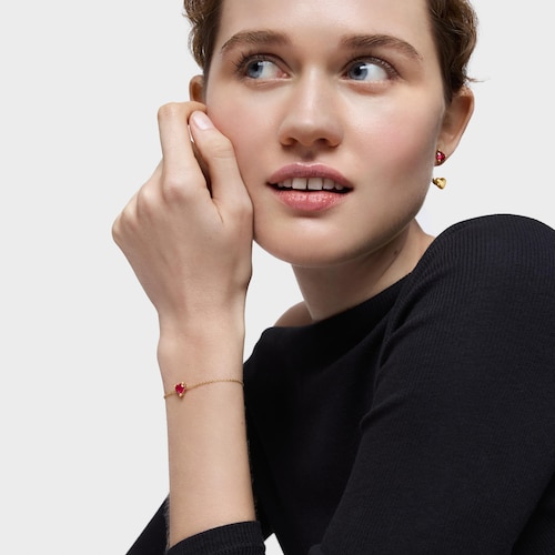 18kt gold plating over silver chain Bracelet with lab-grown ruby Garden of Love LGG