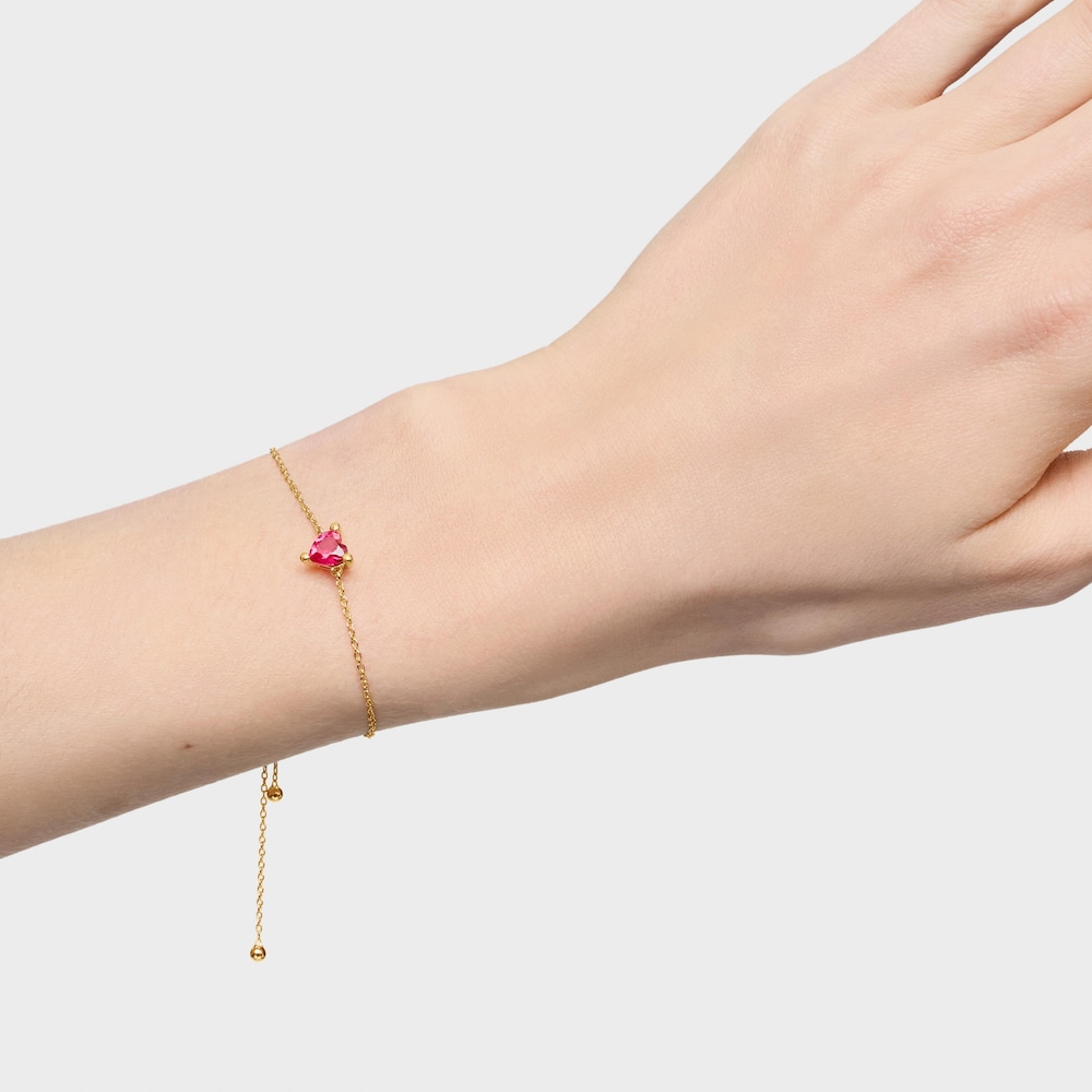 Pulsera cadena con baño de oro 18 kt sobre plata y rubí creado en laboratorio Garden Of Love LGG image number 5