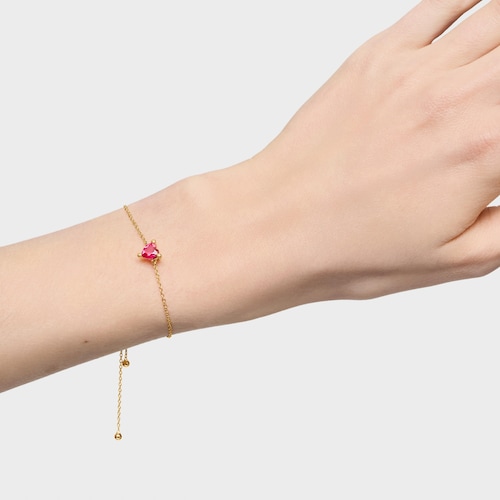 18kt gold plating over silver chain Bracelet with lab-grown ruby Garden of Love LGG