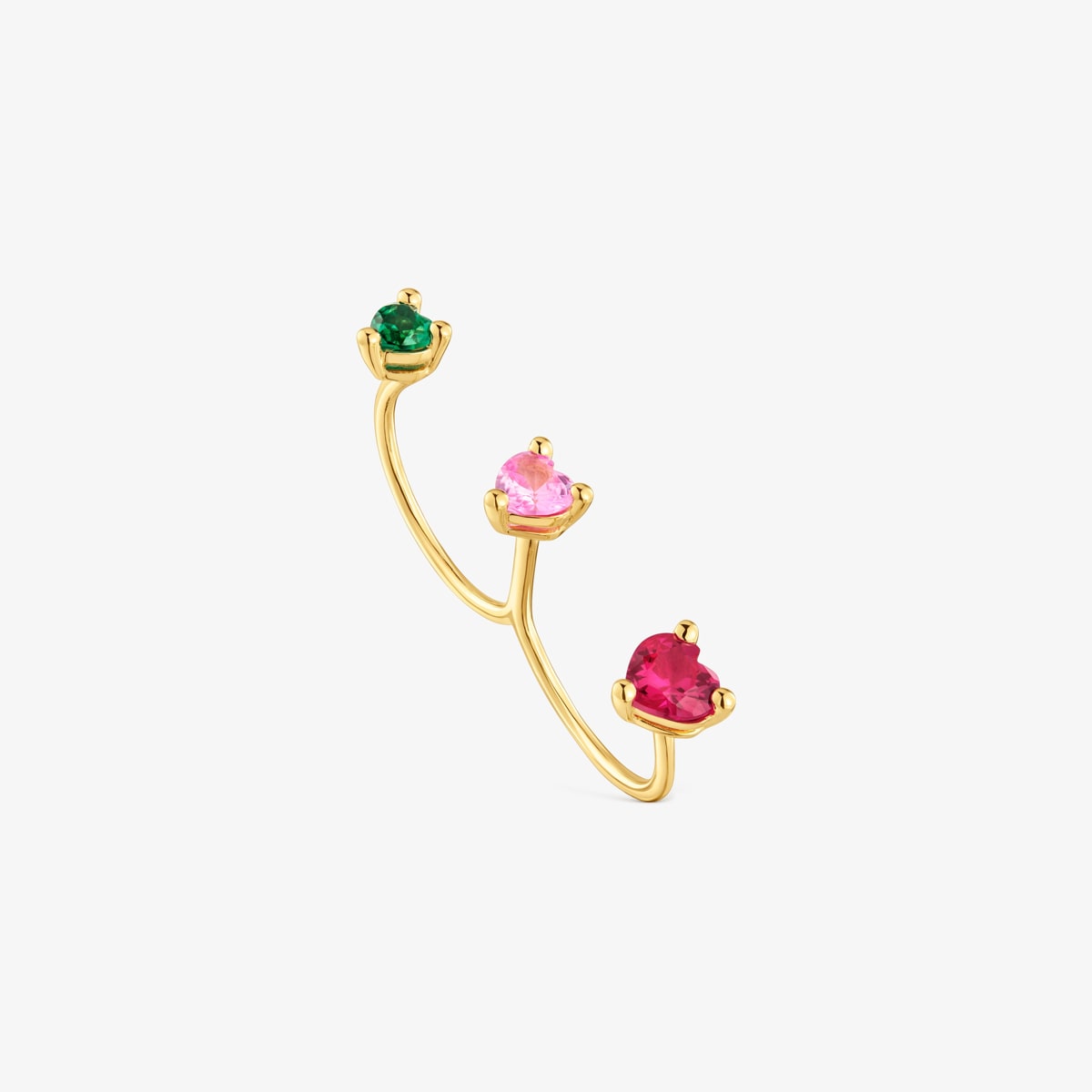 Tous - Anillo Abierto Doble Con Baño De Oro 18 Kt Sobre Plata Y Gemas Creadas En Laboratorio Garden Of Love Lgg Talla 13