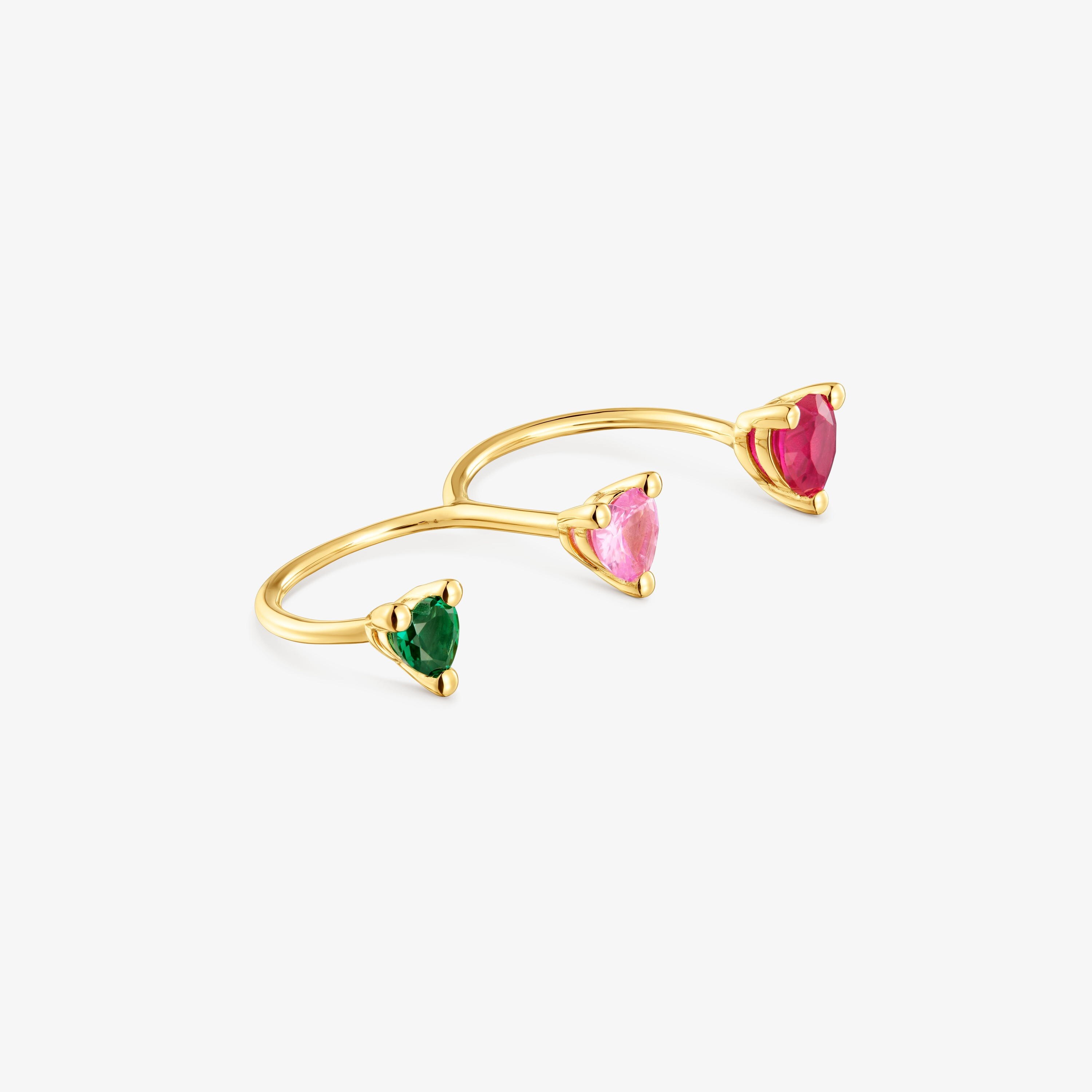 18K gold vermeil double open Ring and lab-grown gemstones Garden of Love LGG