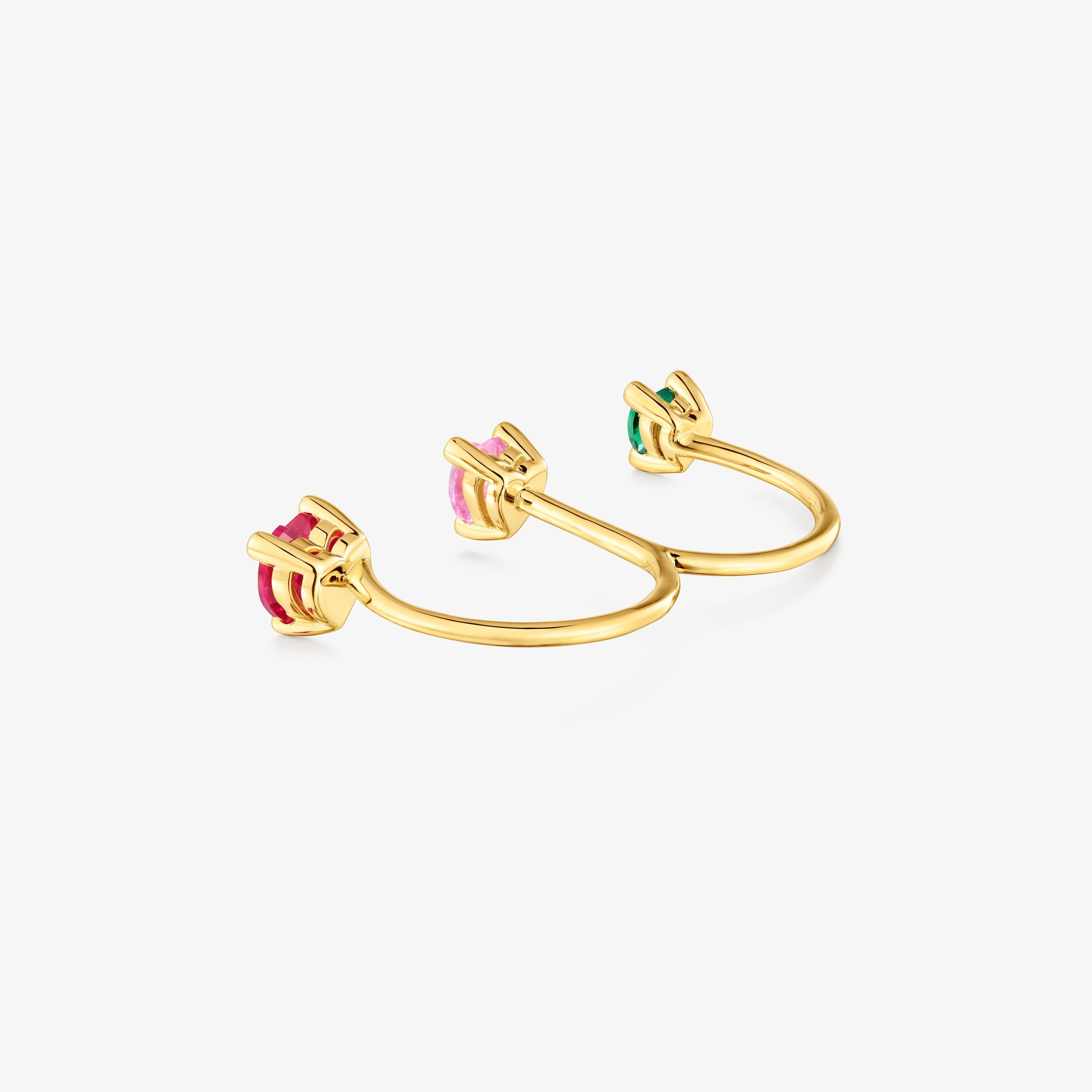 18K gold vermeil double open Ring and lab-grown gemstones Garden of Love LGG